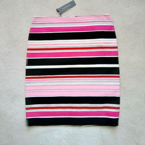Talbots black pink fushia white stripped skirt